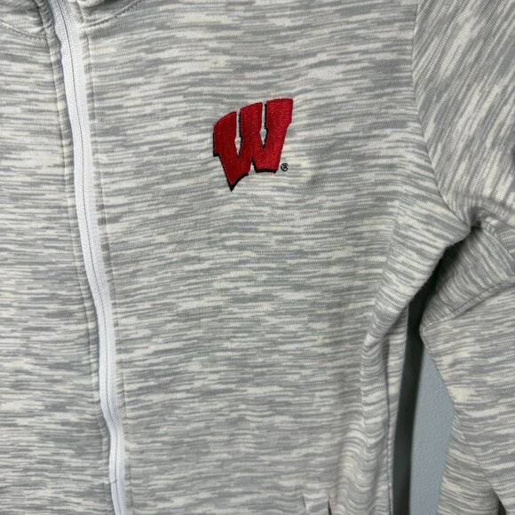 Columbia Wisconsin Badgers Lightweight Zip Up Scuba Neck Hoodie Small Gray - Picture 6 of 10